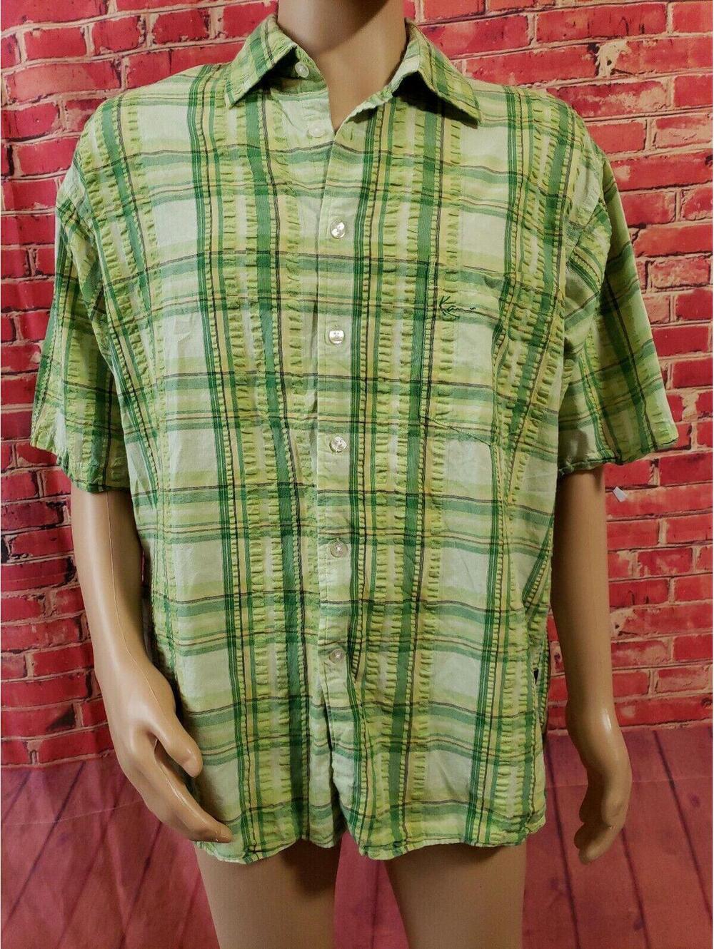 Karl Kani Gold XL Green Plaid Cotton Short Sleeve Button-up Casual Men' Shirt